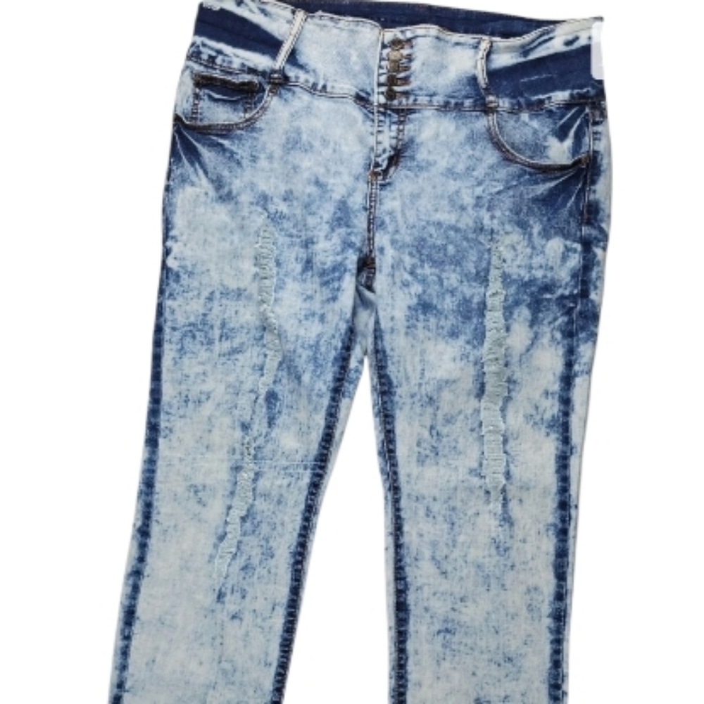 American Quality Denim high‎ waist skinny distressed stonewashed jeans